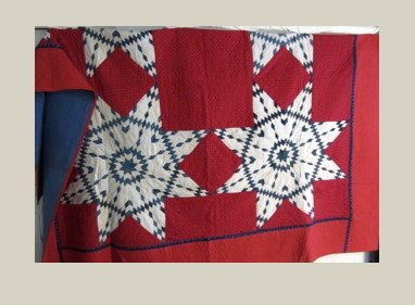 Antique Sunbursts (Heirloom) — Patchwork Quilt, antique Top vor 1900, Montage und Quilting neu