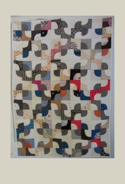 Drunkhard‘s Path — Patchwork Quilt, Top um 1860, USA