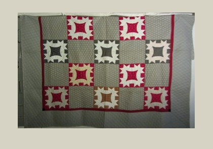 Friendship Hands — Patchwork Quilt, antique Blocks um 1880, USA