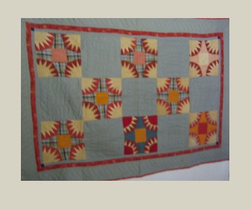 Indian Sun (New York Beauty) — Patchwork Quilt, antique Blocks um 1860, USA