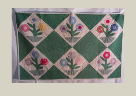 Potted Flowers — Patchwork Quilt, ca. 1930 - 1940, USA, California