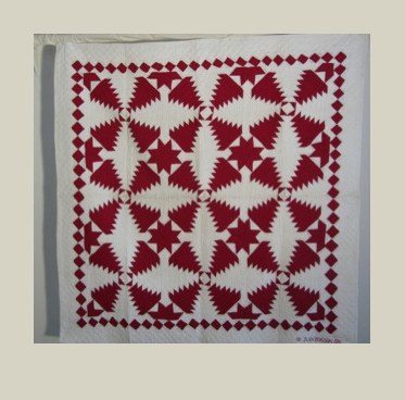 Red-White Pineapple — Patchwork Quilt, 20. Jahrhundert
