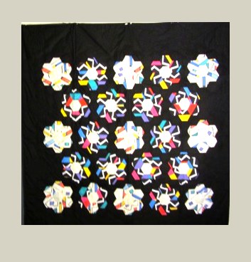 Running Hexagons — Patchwork Quilt, 20. Jahrhundert